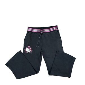 Y2K Hello Kitty Sanrio Kids Black Wide Leg Sweatpants Size 8